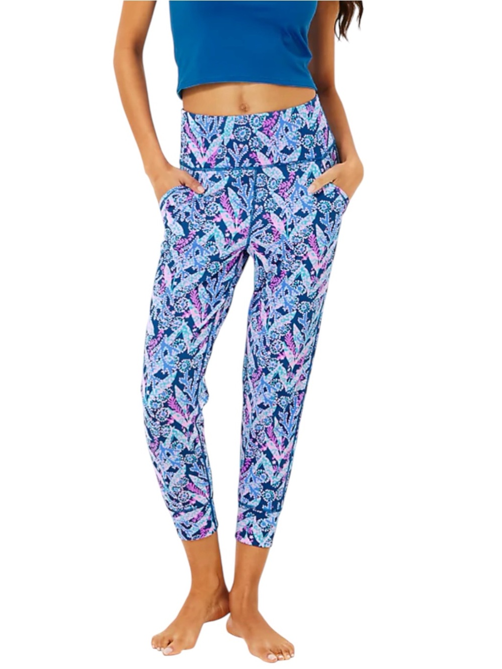 NWT Lilly Pulitzer Luxletic Island High Rise Crop Jogger size S in Barton Blue